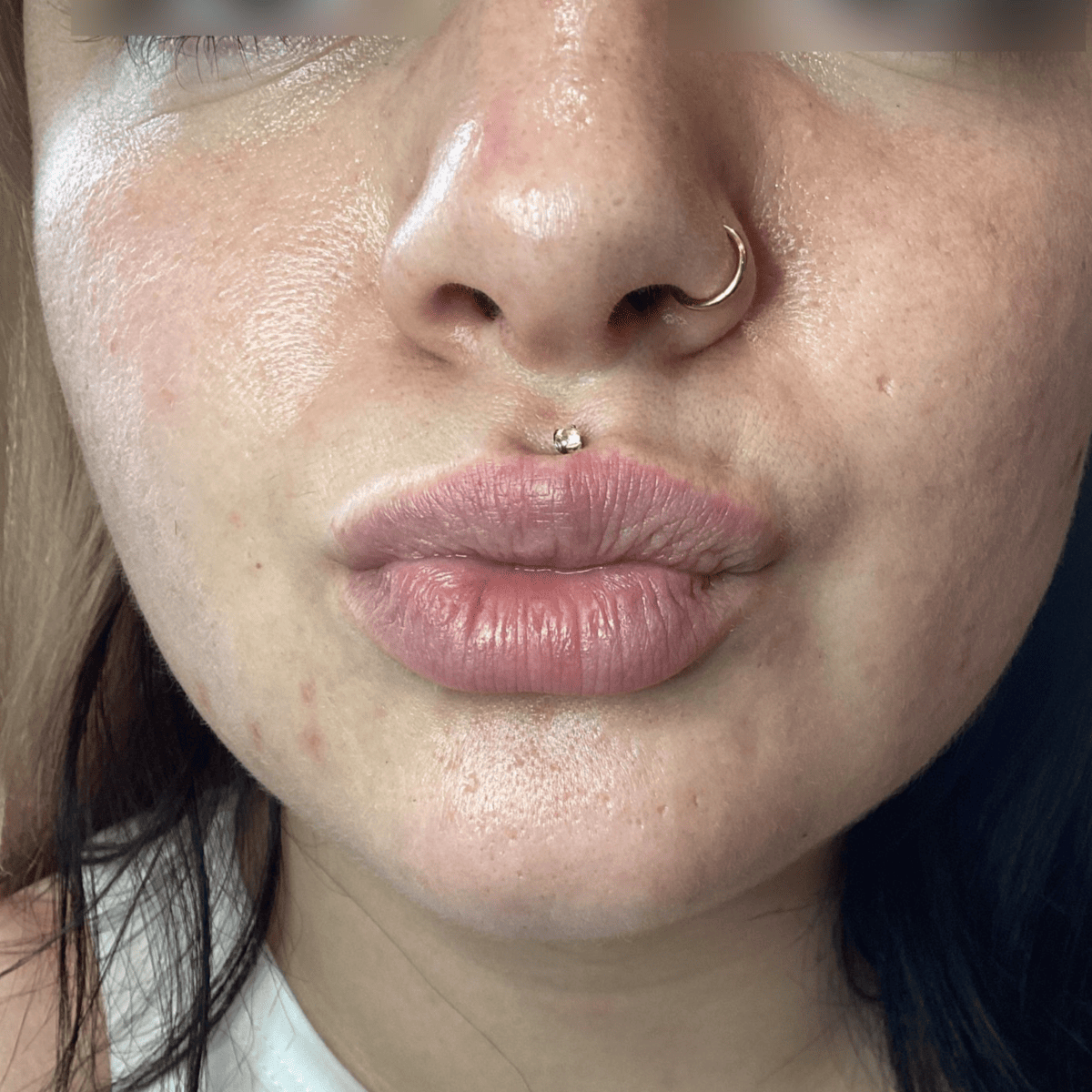 a close up of a woman's face